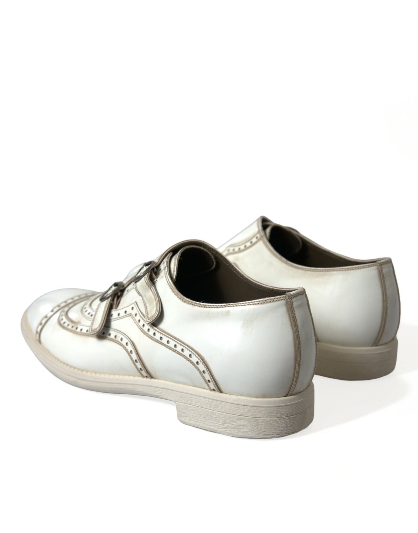 Dolce & Gabbana Elegant White Leather Derby Dress Shoes