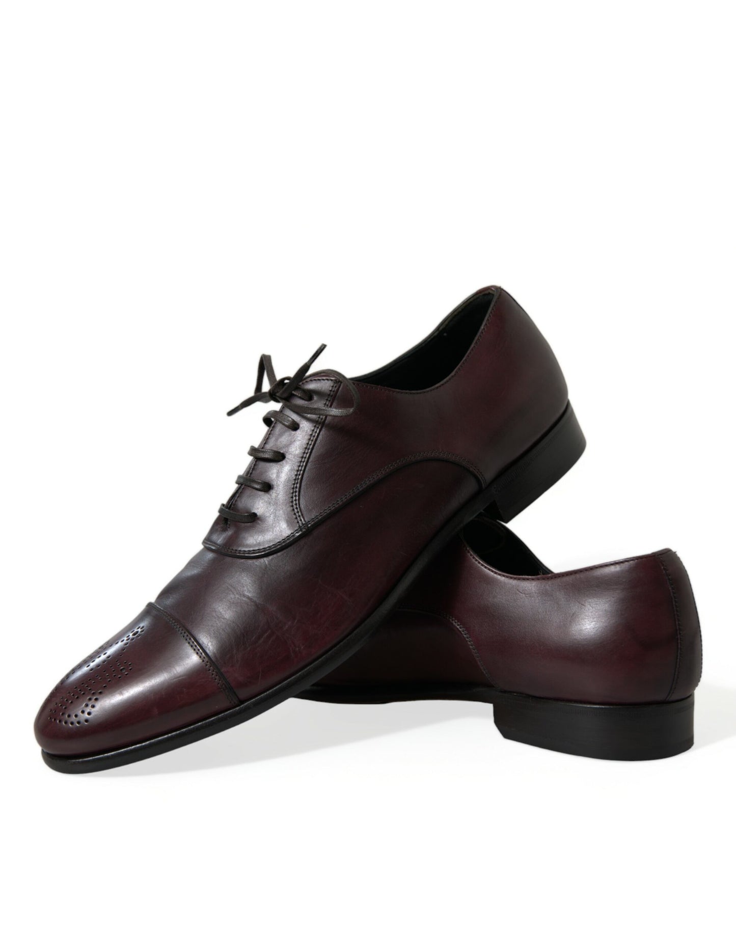 Dolce & Gabbana Elegant Burgundy Leather Derby Shoes