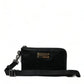 Dolce & Gabbana Elegant Black Nylon Leather Pouch with Silver Details