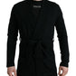 Dolce & Gabbana Elegant Black Cashmere Robe with Waist Belt