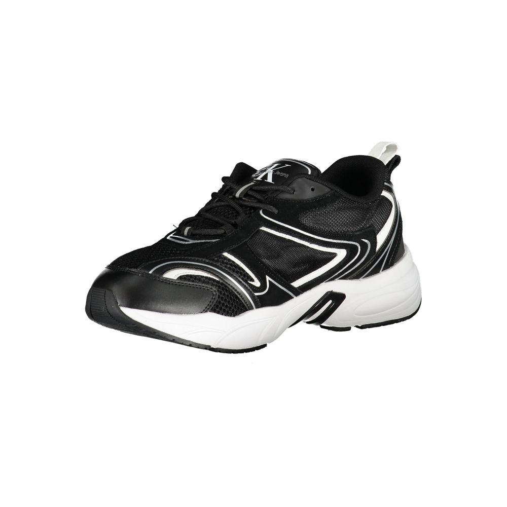 Calvin Klein Sleek Black Lace-Up Sneakers with Contrast Details