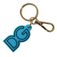 Dolce & Gabbana Elegant Blue & Gold Keychain Accessory