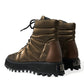 Dolce & Gabbana Bronze Plateau Padded Boots with DG Logo Plate