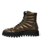 Dolce & Gabbana Bronze Plateau Padded Boots with DG Logo Plate