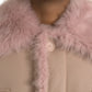 Dolce & Gabbana Beige Pink Lamb Leather Shearling Coat Jacket