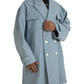 Dolce & Gabbana Blue Double Breasted Trench Coat Jacket