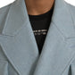 Dolce & Gabbana Blue Double Breasted Trench Coat Jacket