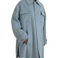 Dolce & Gabbana Light Blue Wool Button Trench Coat Jacket