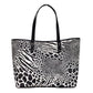 Michael Kors Carter Large Black Animal Print PVC Open Tote Shoulder Purse Bag