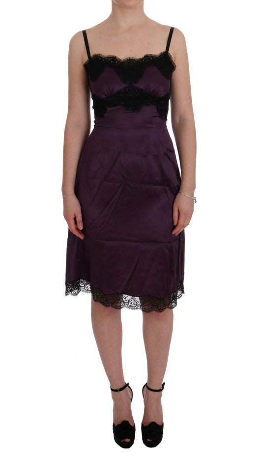 Dolce & Gabbana Elegant Purple Silk Lace Shift Dress