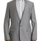 Dolce & Gabbana Gray Wool Peak Single Breasted Coat Blazer