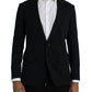 Dolce & Gabbana Black Wool Notch Single Breasted Coat Blazer