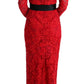 Dolce & Gabbana Elegant Red Sheath Dress with Silk Bow Belt