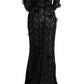 Dolce & Gabbana Elegant Black Maxi Shift Dress with Floral Applique