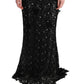 Dolce & Gabbana Elegant Black Maxi Shift Dress with Floral Applique