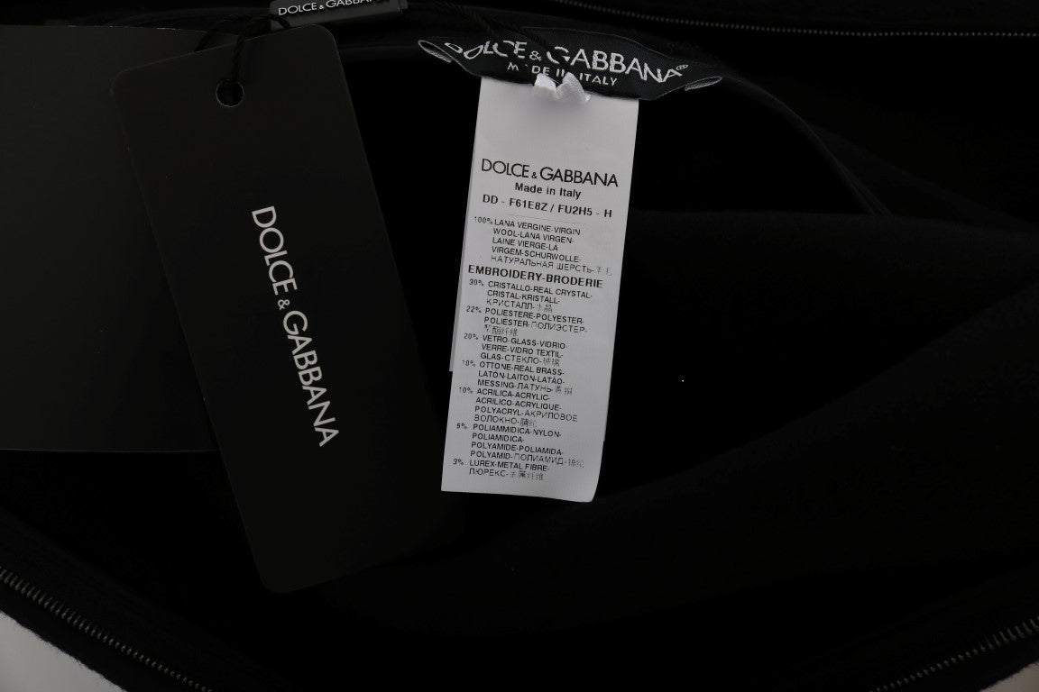 Dolce & Gabbana Black Wool Crystal Princess Dress