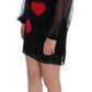 Dolce & Gabbana Elegant Black Lace Heart Applique Shift Dress