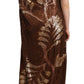 Dsquared² Brown Leaf Sequined Shift One Shoulder Long Dress