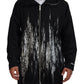 Dsquared² Black White Print Long Hooded Coat Nylon Jacket