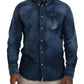 Dsquared² Blue Washed Collared Men Casual Long Sleeves Shirt