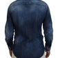 Dsquared² Blue Washed Collared Men Casual Long Sleeves Shirt