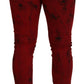 Dsquared² Red Cotton Tie Dye Skinny Casual Denim Jeans