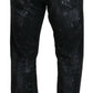 Dsquared² Black Crystal Embellished Tattered Denim Jeans