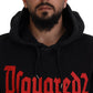 Dsquared² Black Cotton Hooded Printed Men Pullover Sweater