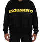 Dsquared² Black Cotton Hooded Printed Pullover Sweater