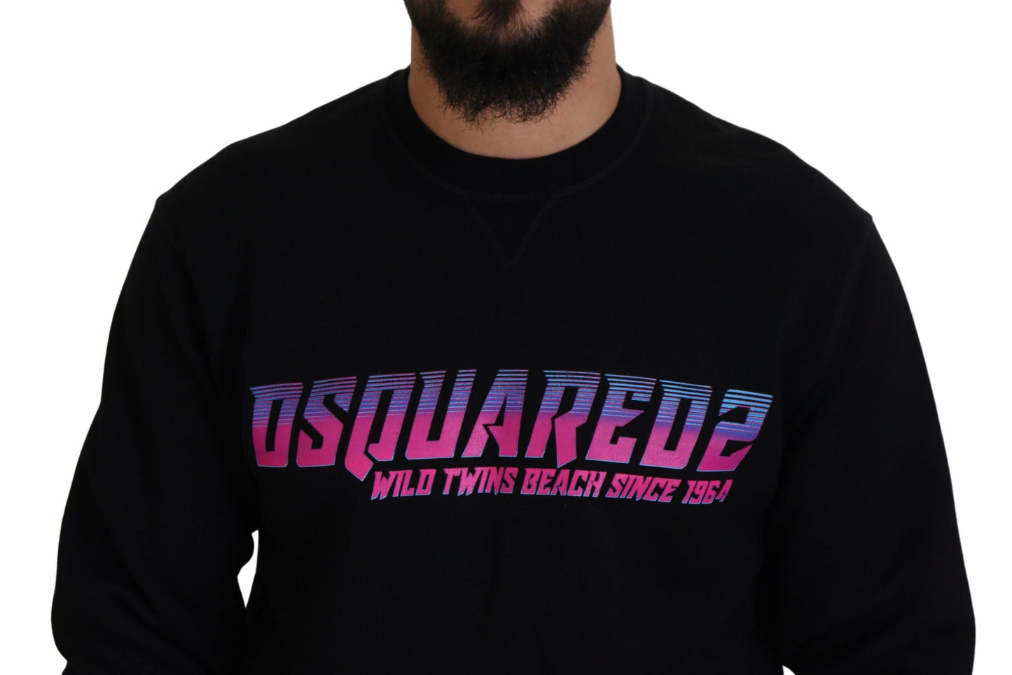 Dsquared² Black Logo Print Long Sleeves Men Pullover Sweater