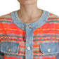 Dsquared² Orange Blue Panelled Button Front Denim Jacket