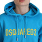 Dsquared² Blue Logo Print Cotton Hoodie Sweatshirt Sweater