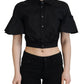 Dsquared² Black Collared Button Down Short Sleeve Cropped Top