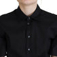 Dsquared² Black Collared Button Down Short Sleeve Cropped Top