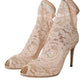 Dolce & Gabbana Beige Stretch Taormina Lace Boots Shoes