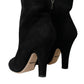 Dolce & Gabbana Black Suede Leather Ankle Heels Boots Shoes