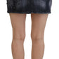 Dsquared² Black Distressed Mid Waist A-line Denim Mini Skirt