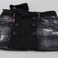 Dsquared² Black Distressed Mid Waist A-line Denim Mini Skirt