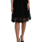 Dolce & Gabbana Black Nylon Lace Trim High Waist A-line Skirt