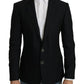 Dolce & Gabbana Blue Jacquard Slim Floral Jacket Blazer