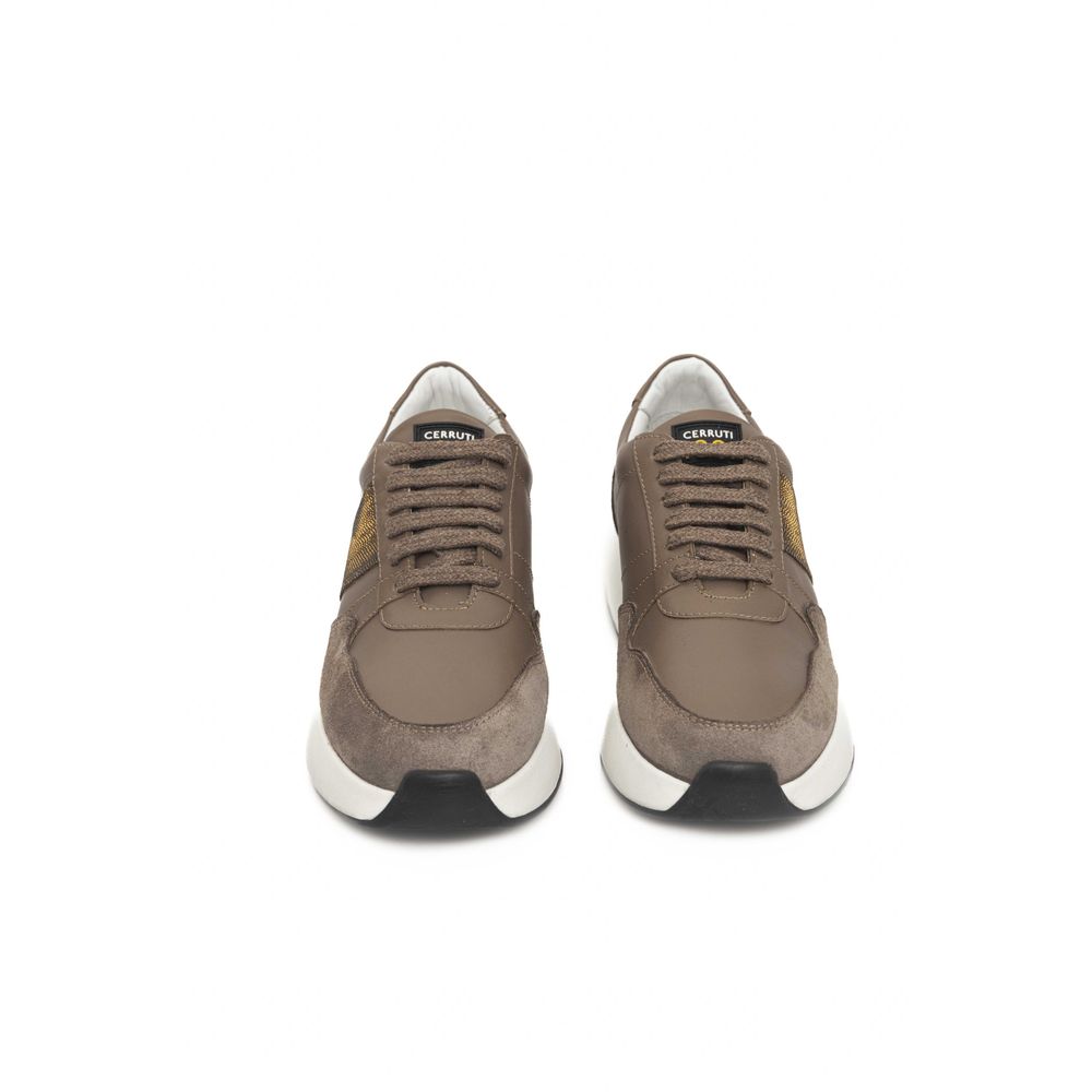 Cerruti 1881 Beige Leather Women Sneaker