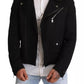 Dolce & Gabbana Black Brocade Full Zip Biker Coat Jacket