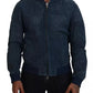 Dolce & Gabbana Blue Leather Perforated Full Zip Jacket