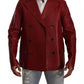 Dolce & Gabbana Red Double Breasted Leather Coat Jacket