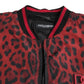 Dolce & Gabbana Red Leopard Bomber Short Coat Jacket