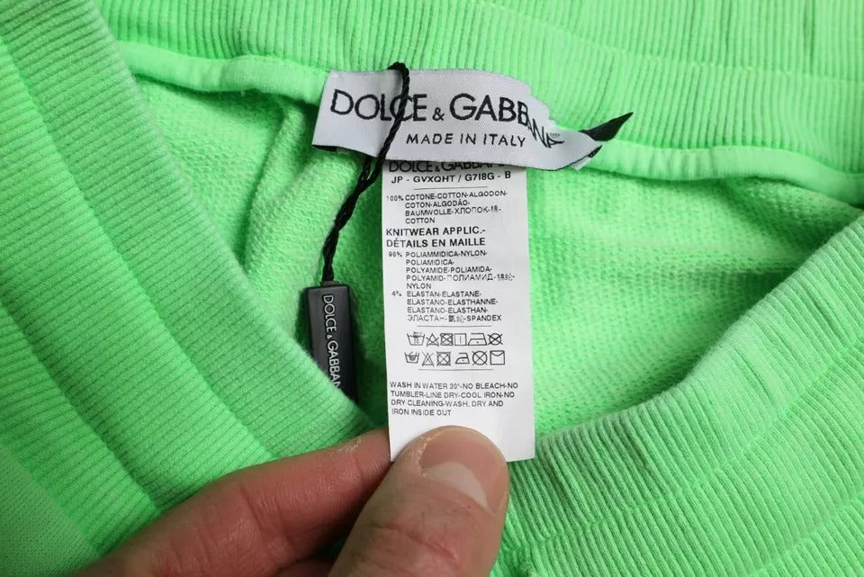 Dolce & Gabbana Neon Green Cotton Stretch Jogger Sweatpants Pants