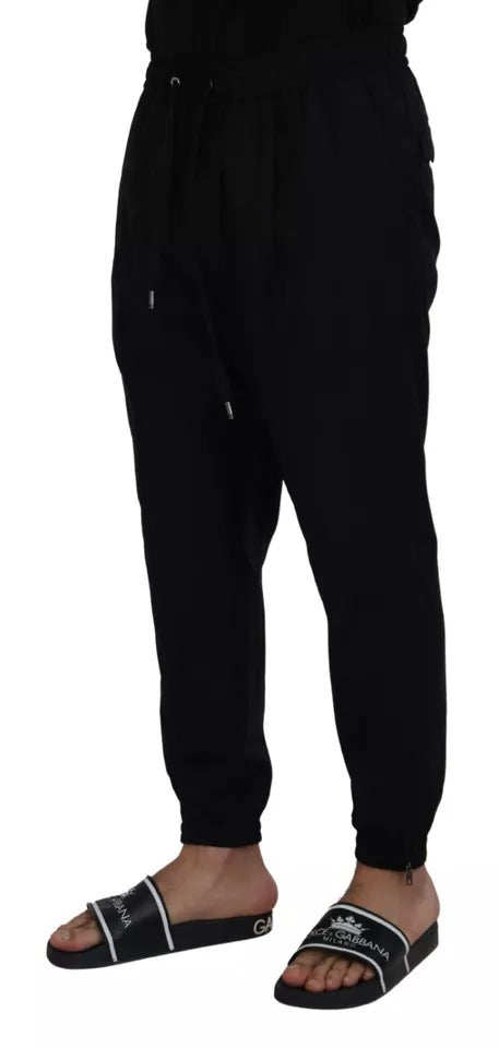 Dolce & Gabbana Black Jogger Jogging Wool Pants