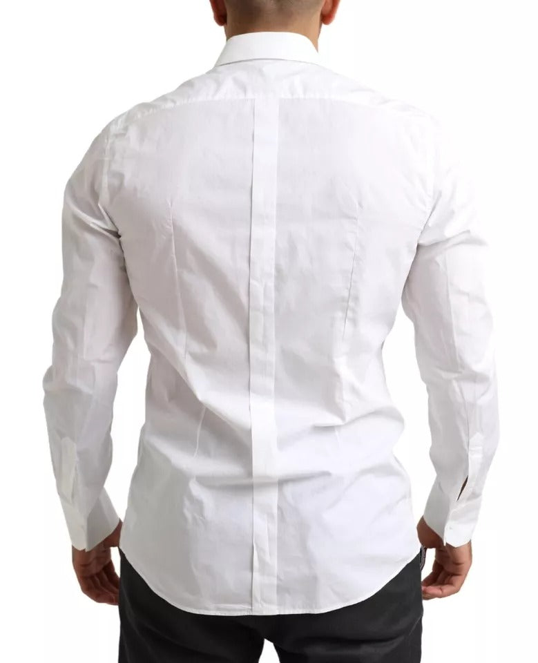 Dolce & Gabbana White GOLD Formal Cotton Tuxedo Dress Shirt