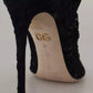 Dolce & Gabbana Black Stretch Socks Taormina Lace Boots Shoes