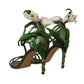 Dolce & Gabbana Acid Green Leather Strappy Flower Heels Sandals Shoes